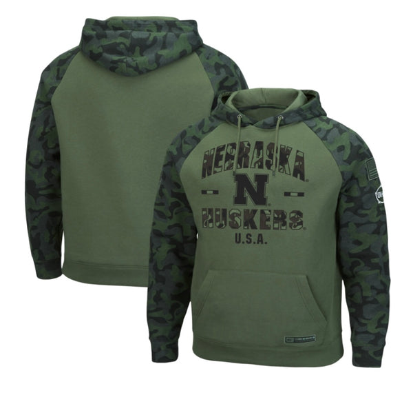 Colosseum Nebraska Cornhuskers Military Camo OHT Pullover Fleece NCAA Hoodie