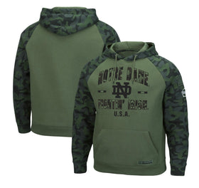 Colosseum Notre Dame Fightin’ Irish Military Camo OHT Pullover Fleece NCAA Hoodie