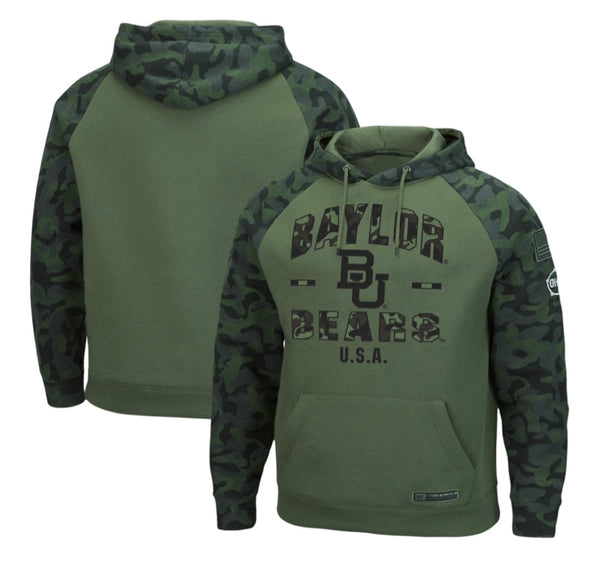 Colosseum Baylor Bears Military Camo OHT Pullover Fleece NCAA Hoodie