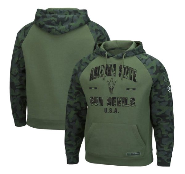 Colosseum Arizona State Sun Devils Military Camo OHT Pullover Fleece NCAA Hoodie