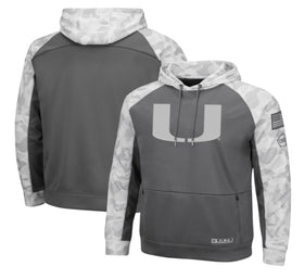 Colosseum NCAA Miami Hurricanes Arctic Grey Camo Pullover