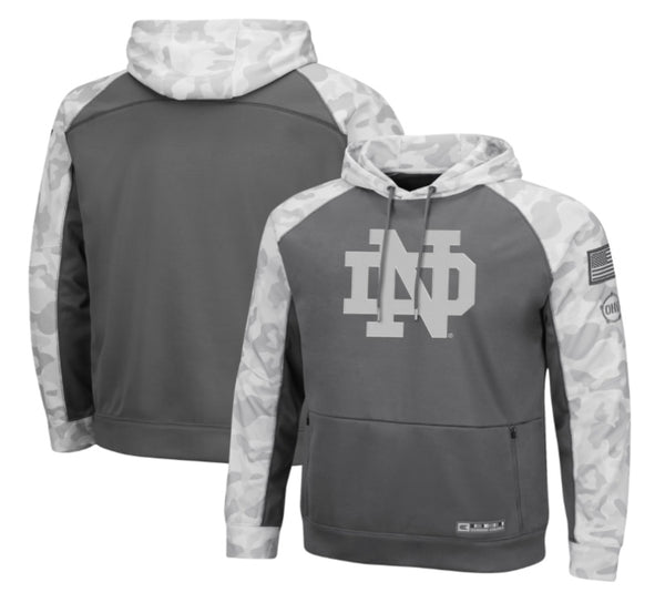 Colosseum NCAA Notre Dame Fighting Irish Arctic Grey Camo Pullover