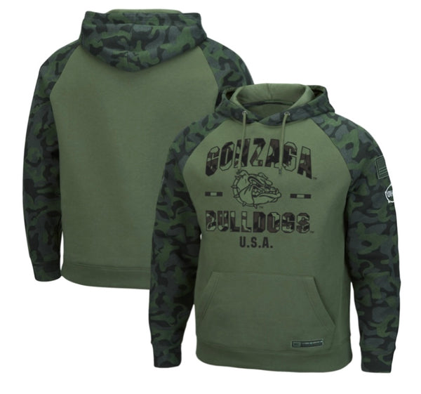 Colosseum Gonzaga Bulldogs Military Camo OHT Pullover Fleece NCAA Hoodie