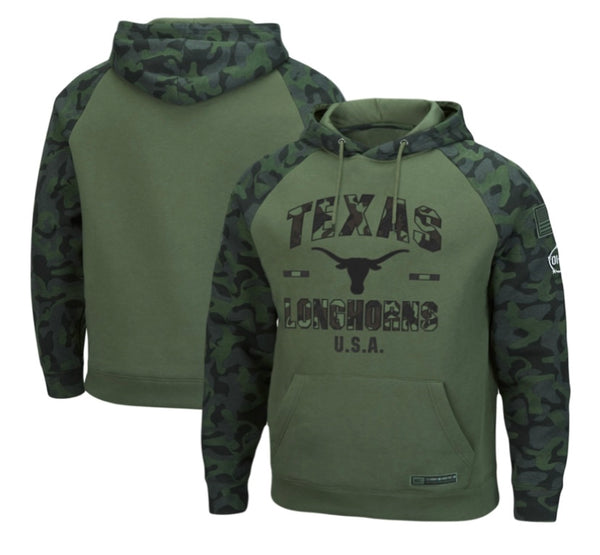 Colosseum Texas Longhorns Military Camo OHT Pullover Fleece NCAA Hoodie