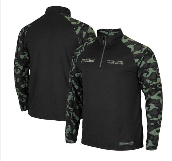 Colosseum NCAA Georgia Tech Yellowjackets 1/4 ZIP Military Camo Pullover