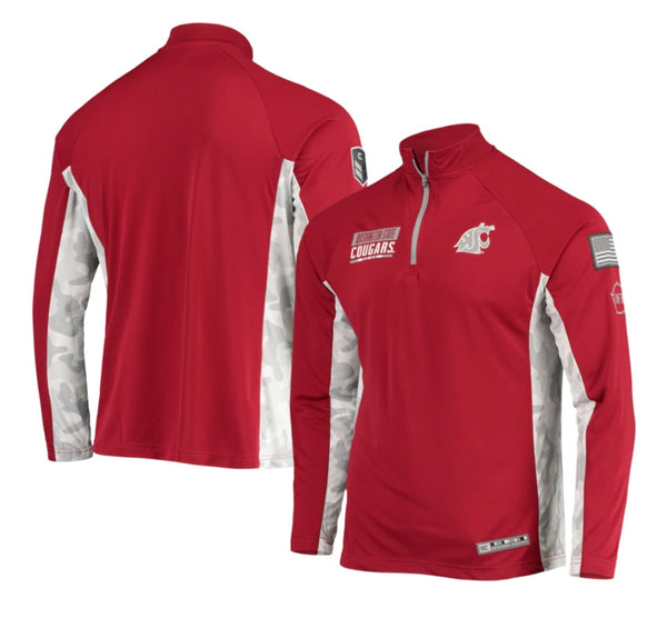 Colosseum NCAA Washington State Cougars 1/4 ZIP Arctic Camo Pullover