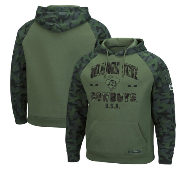 Colosseum Oklahoma State Cowboys Military Camo OHT Pullover Fleece NCAA Hoodie