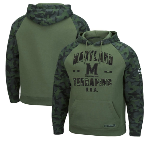 Colosseum Maryland Terrapins Military Camo OHT Pullover Fleece NCAA Hoodie