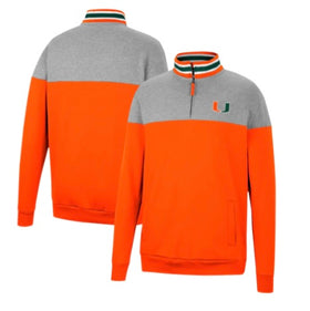 Colosseum Miami Hurricanes NCAA Be the Ball 1/4 Zip Pullover Fleece Jacket