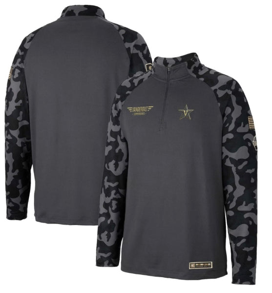 Colosseum Vanderbilt Commodores NCAA Military Camo OHT Long Range 1/4 Zip Pullover Fleece Charcoal