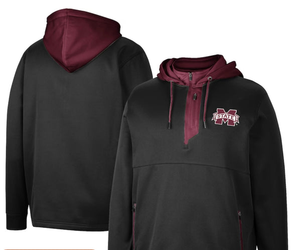 Colosseum Mississippi State Bulldogs NCAA Luge 1/4 Zip Pullover Fleece Hoodie