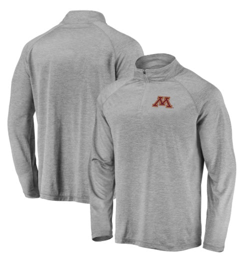 Minnesota Golden Gophers Grey Striated Raglan Fanatics 1/4 Zip Pullover NCAA