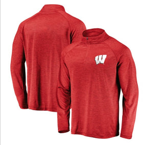 Wisconsin Badgers Striated Raglan Fanatics 1/4 Zip Pullover NCAA