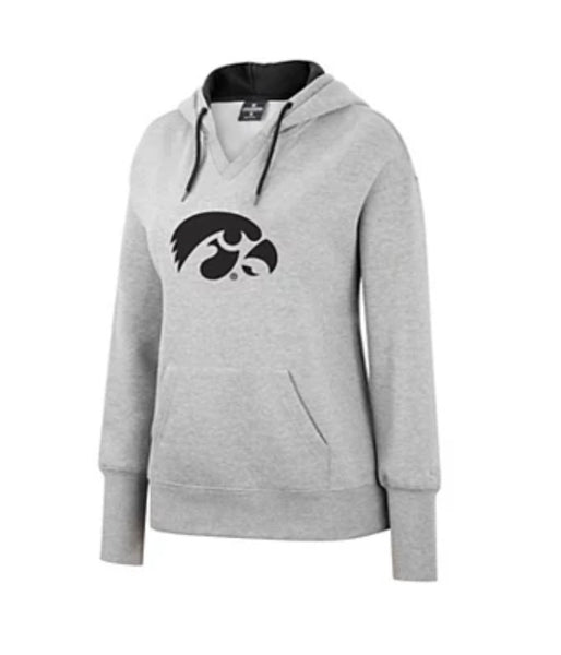 Colosseum LADIES Iowa Hawkeyes Gray Pullover Fleece NCAA Hoodie