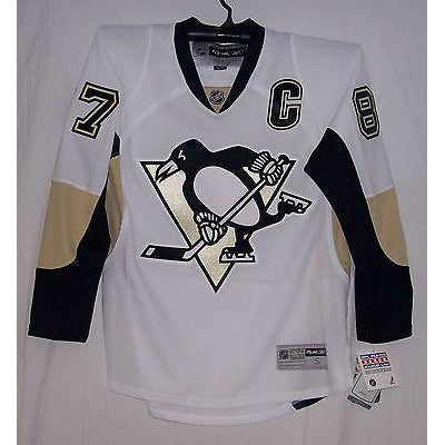 CROSBY Pittsburgh Penguins Reebok Premier 7185 AWAY White Jersey