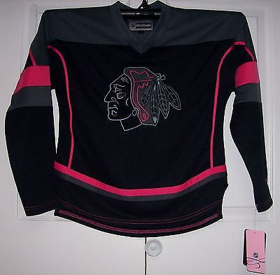 KANE Black & Hot Pink Chicago Blackhawks GIRLS Reebok Jersey Youth
