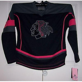 Black & Hot Pink Chicago Blackhawks GIRLS Reebok Jersey Youth