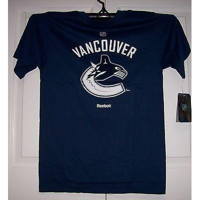 sanger Stå op i stedet hjem Vancouver Canucks Reebok HOME Navy jersey logo T-Shirt - Hockey Jersey  Outlet