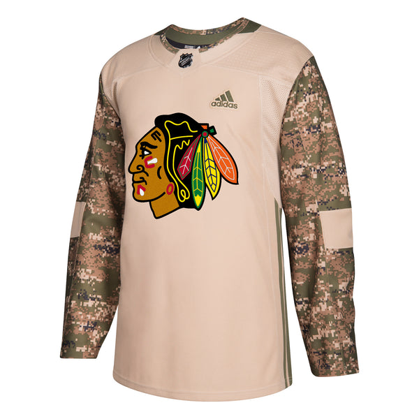 Military Camo Khaki Chicago Blackhawks 258J Adidas NHL Authentic Pro Jersey