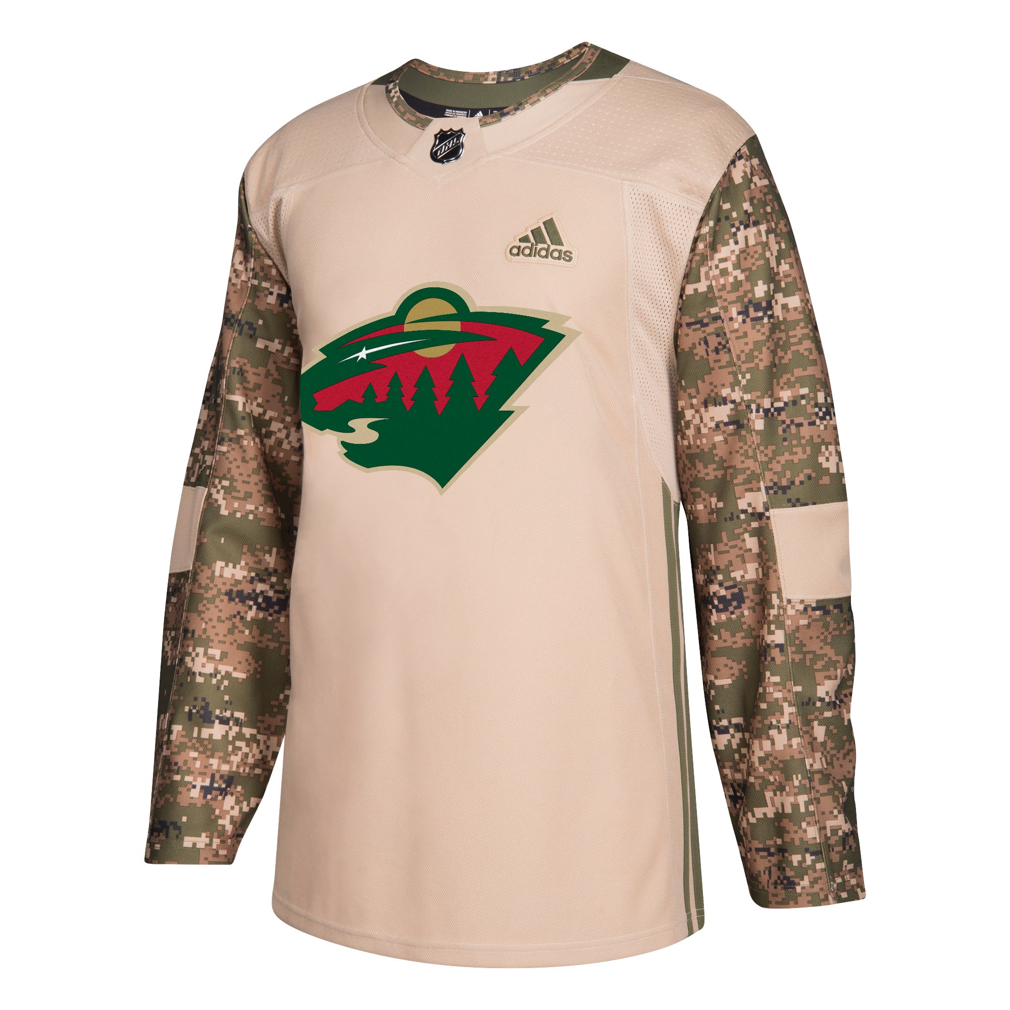 Military Camo Khaki Minnesota Wild 258J Adidas NHL Authentic Pro Jersey