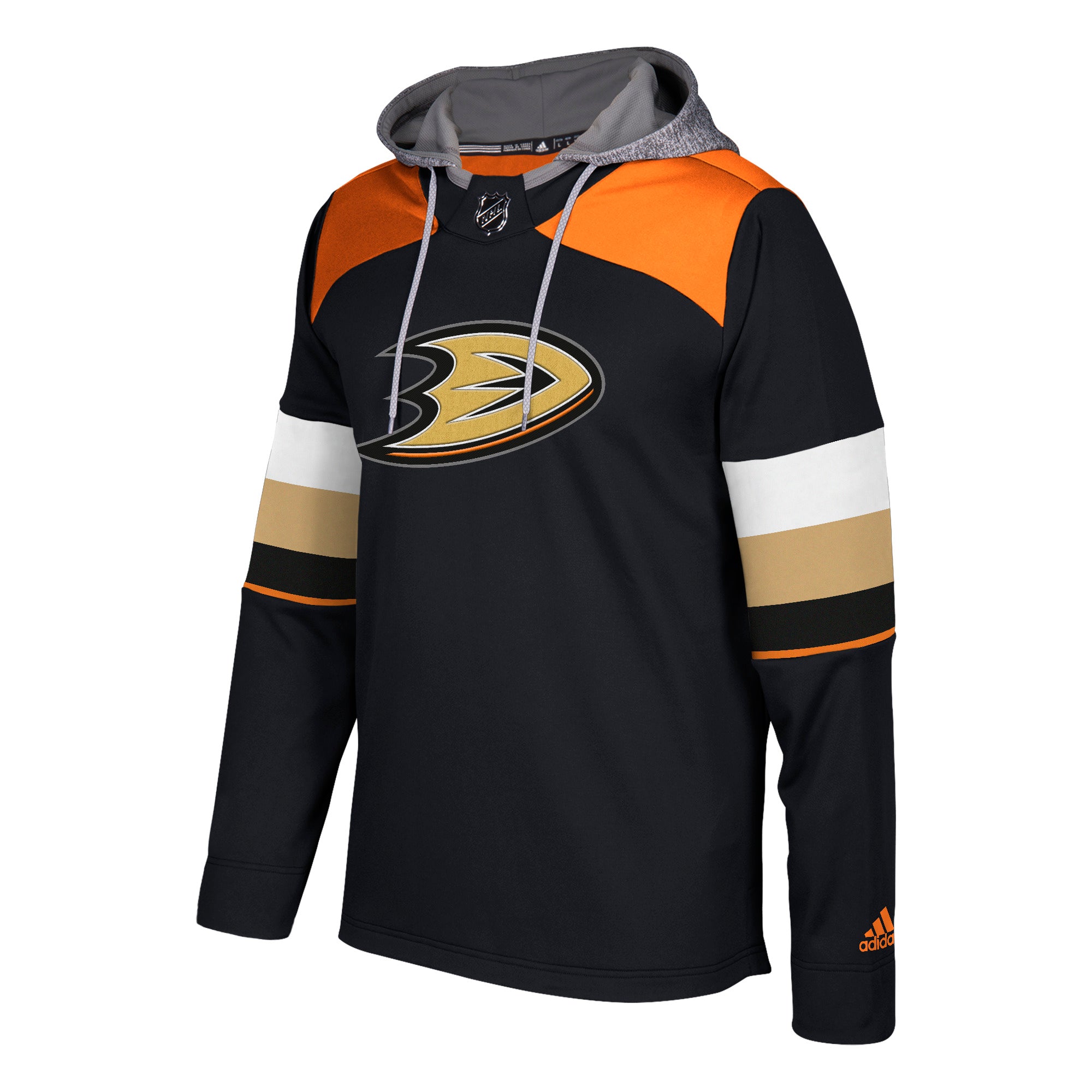 Anaheim Ducks Adidas Black Platinum Hood Hoodie Hockey Jersey