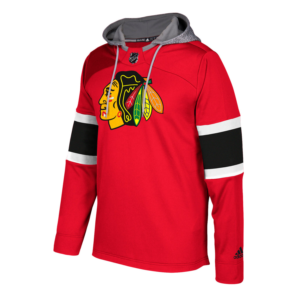 678F Chicago Blackhawks Adidas Red Platinum Jersey Hood Hoodie