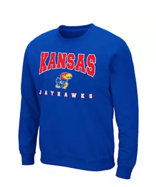 Colosseum Kansas Jayhawks Blue Crewneck Fleece NCAA Sweatshirt