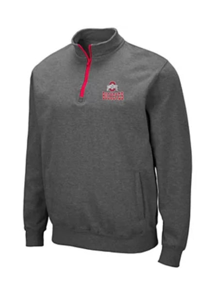 Colosseum Ohio State Buckeyes Charcoal Grey 1/4 ZIP Pullover Fleece NCAA Hoodie