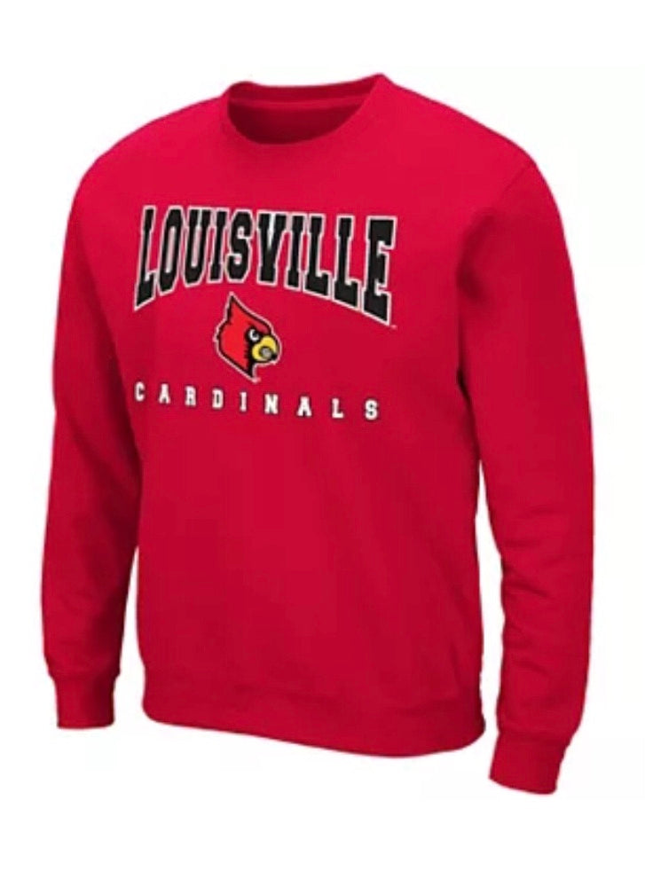 Colosseum Louisville Cardinals RED Crewneck Fleece NCAA Sweatshirt