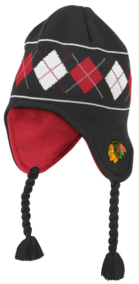 Chicago Blackhawks Black Reebok NHL Argyle Knit Hat