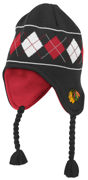 Chicago Blackhawks Black Reebok NHL Argyle Knit Hat