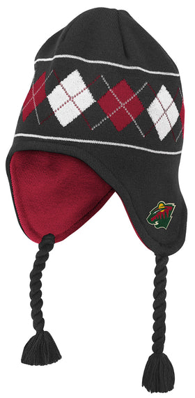 Minnesota Wild Black Reebok NHL Argyle Knit Hat