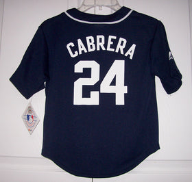 CABRERA Detroit Tigers BOYS Majestic MLB Baseball jersey 3rd Navy