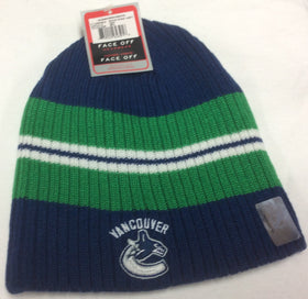 Vancouver Canucks Blue Reebok NHL Striped Knit Hat
