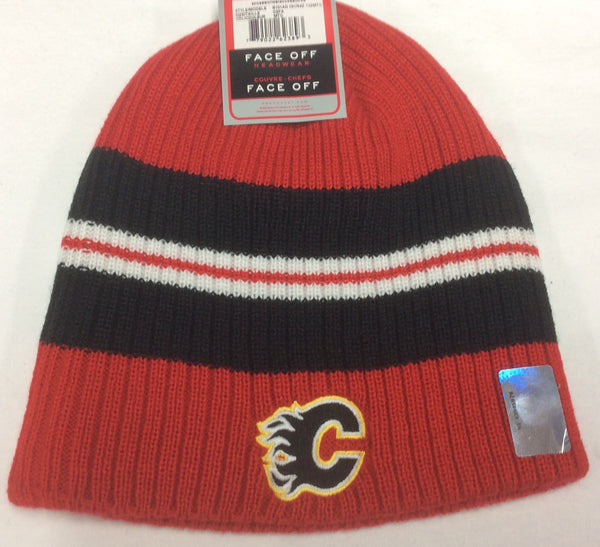 Calgary Flames Red Reebok NHL Striped Knit Hat