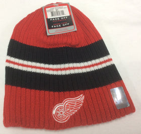 Detroit Red Wings Red Reebok NHL Striped Knit Hat