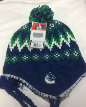 Vancouver Canucks Blue Reebok NHL Tassle Knit Hat
