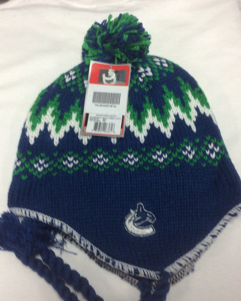 Vancouver Canucks Blue Reebok NHL Tassle Knit Hat