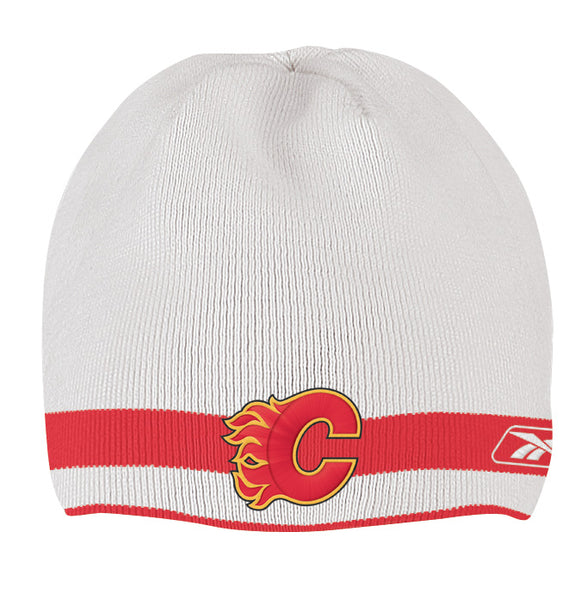 Calgary Flames White/Red Reebok NHL Reversible 560 Knit Hat