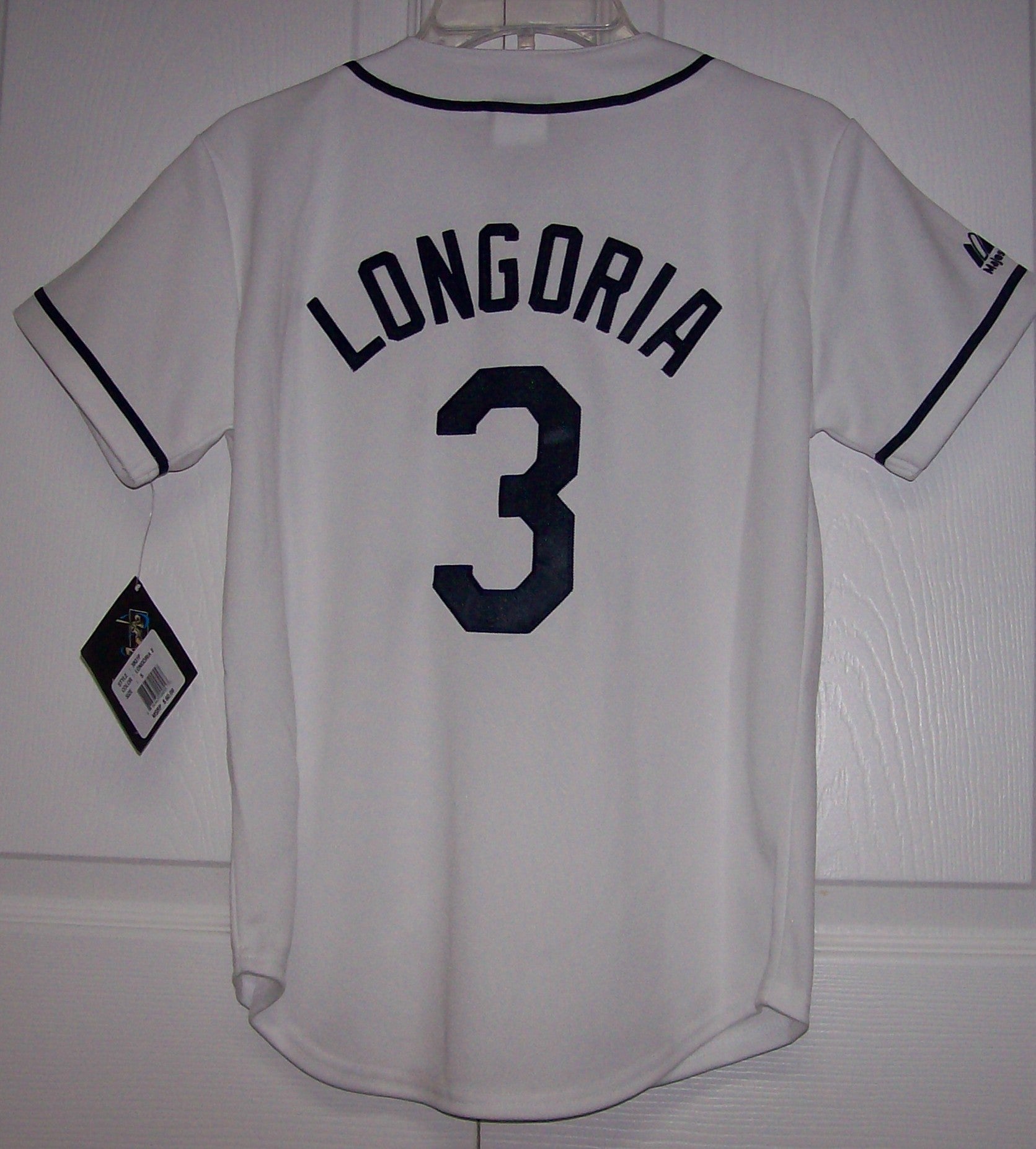 LONGORIA Tampa Bay Rays YOUTH Majestic MLB Baseball jersey HOME White
