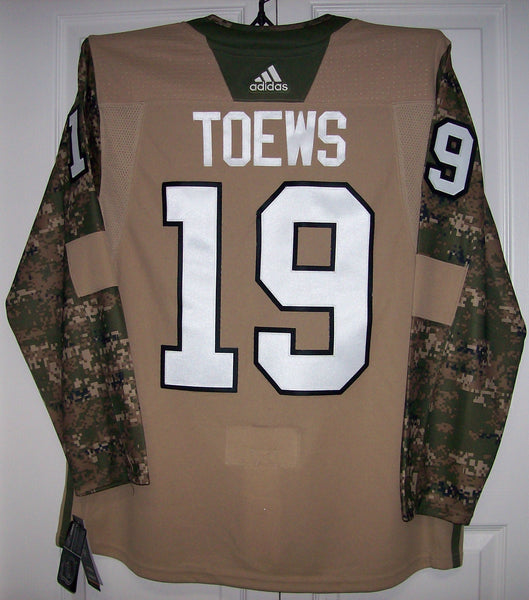 TOEWS Military Camo Khaki Chicago Blackhawks 258J Adidas NHL Authentic Pro Jersey