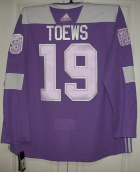 TOEWS Hockey Fights Cancer Chicago Blackhawks Purple 255J Adidas NHL Authentic Pro Jersey