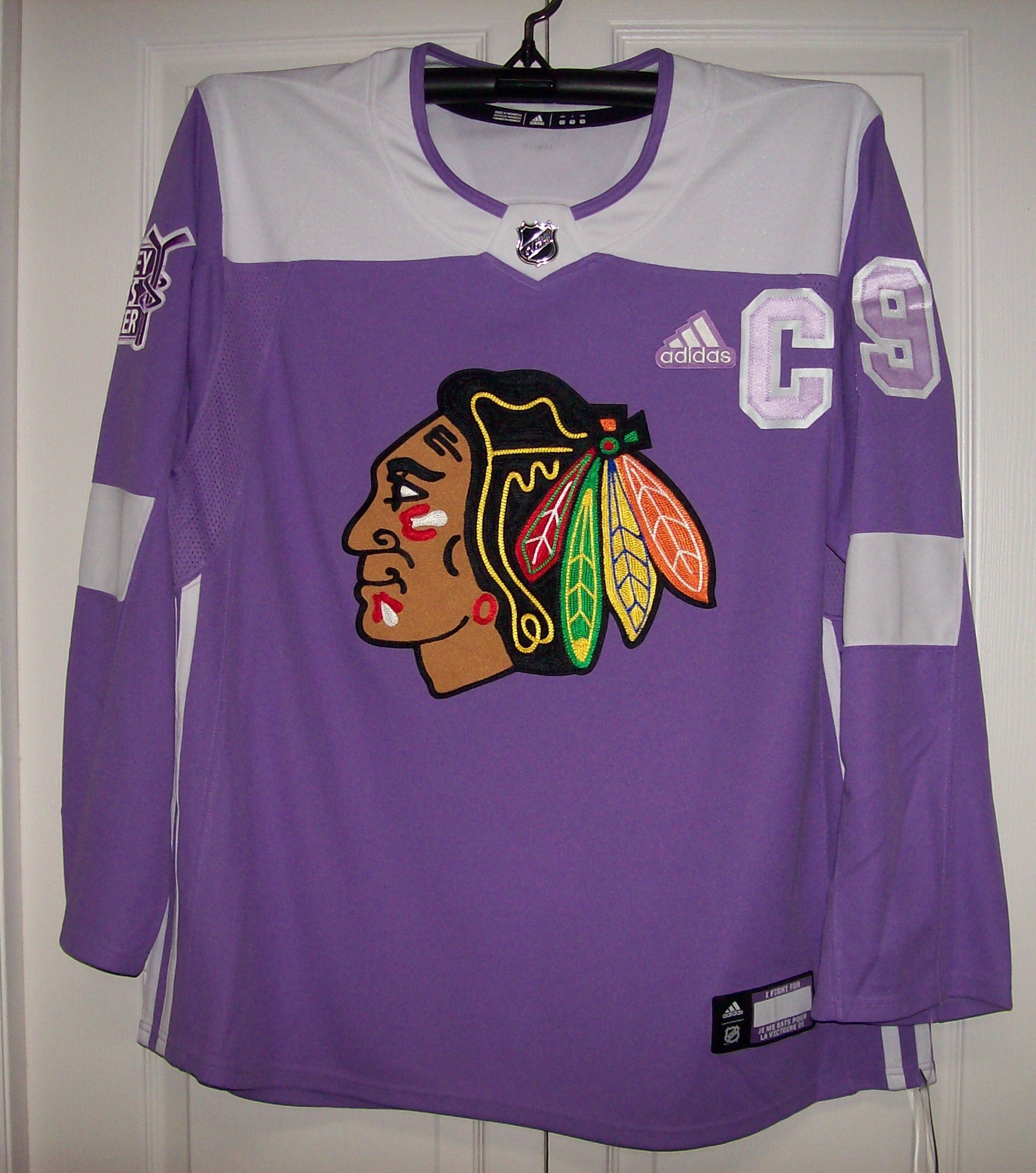 Hockey Fights Cancer Chicago Blackhawks BLACK and Purple Adidas NHL Au -  Hockey Jersey Outlet