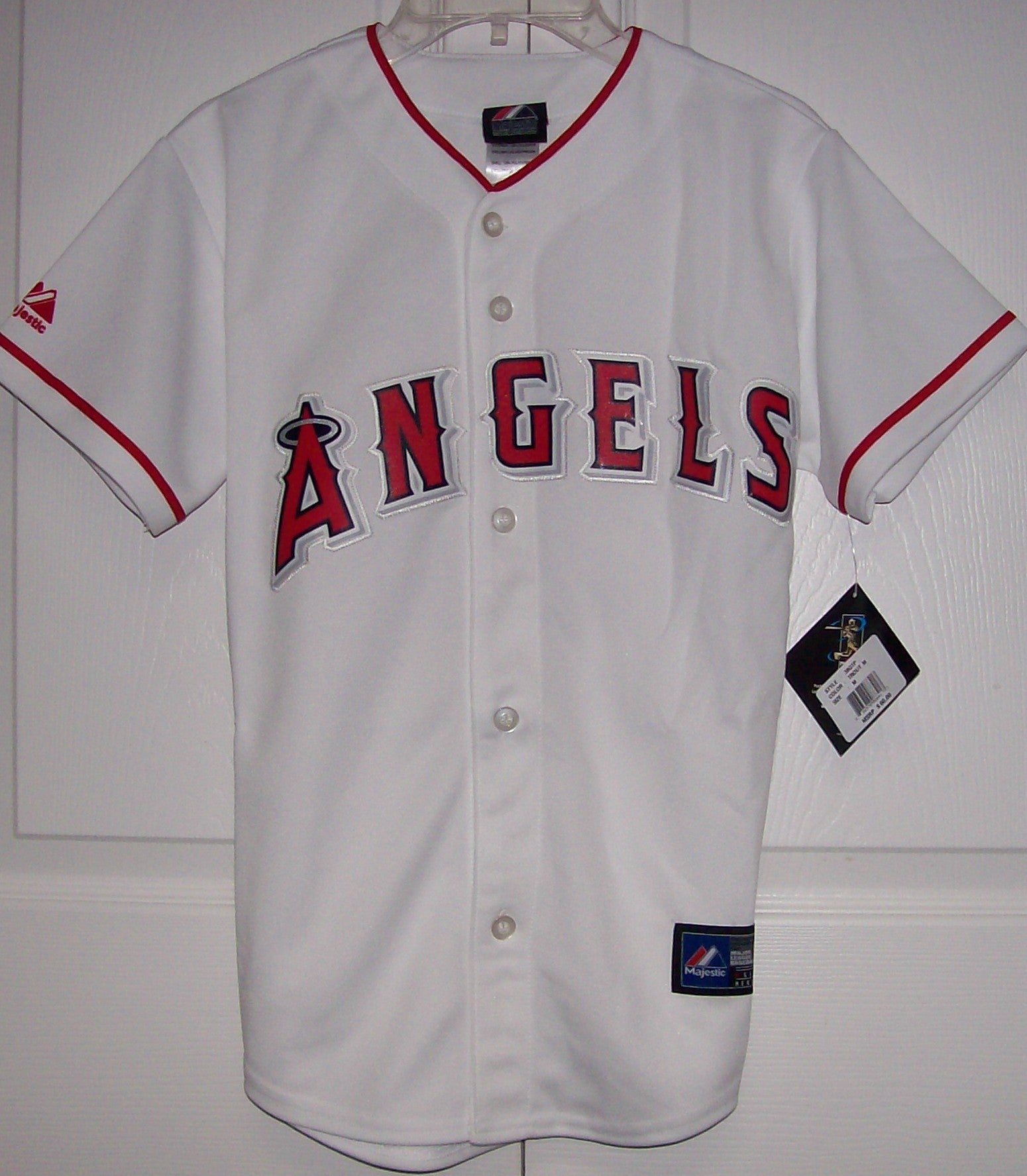 MLB Los Angeles Angels Boys' White Pinstripe Pullover Jersey - XS