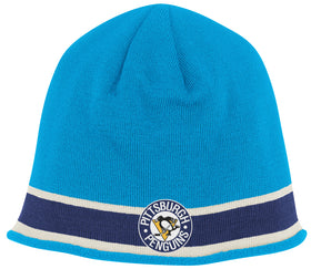 Pittsburgh Penguins Vintage CCM Powder Blue Striped Winter Hat