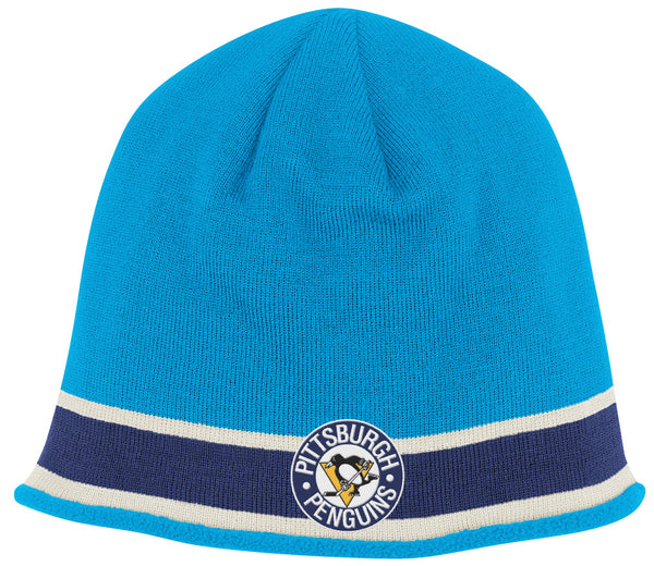 Pittsburgh Penguins Vintage CCM Powder Blue Striped Winter Hat